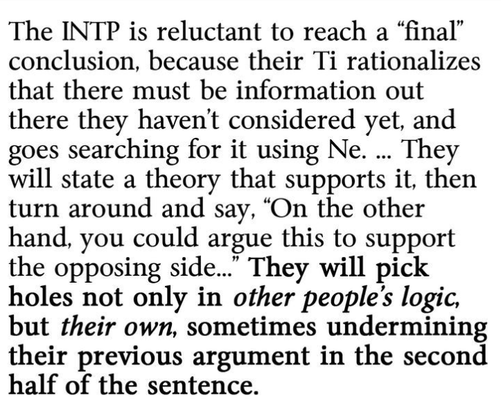 INTP in conclusion